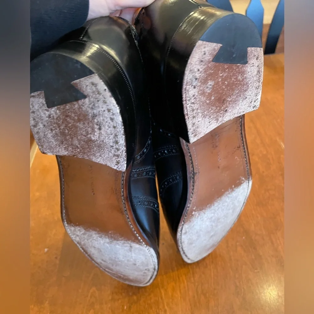 Carroll and Company Beverly Hills Black Leather wingtips 9 narrow - Picture 7 of 10
